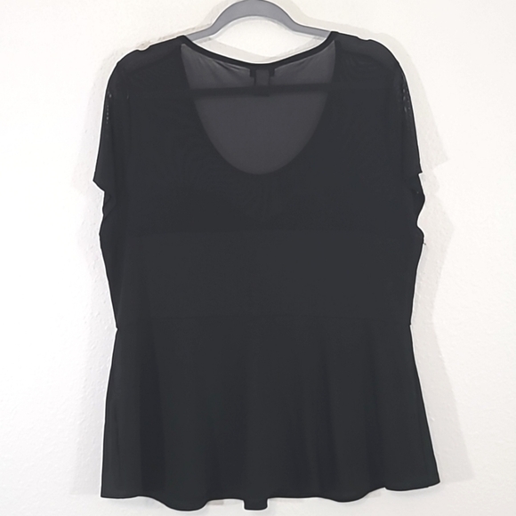 TORRID Black Semi-Sheer Short Sleeve Peplum Top, size 2 - Picture 6 of 8